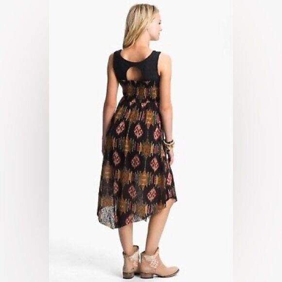 Free People All Wrapped Up Faux Wrap in Ikat Print Sleeveless Maxi Dress NWT - Picture 2 of 13